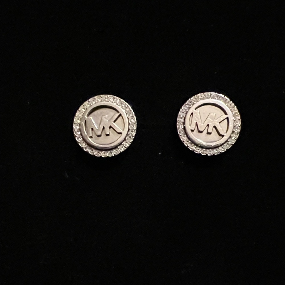 Michael Kors Silver Logo Stud Earrings